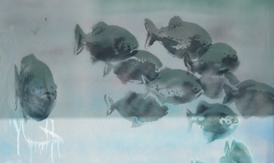 Artwork of swimming fish sparks speculation it could be new Banksy